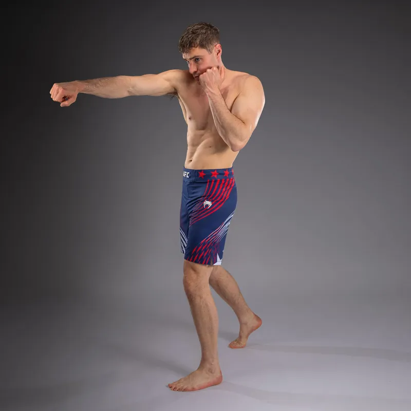 Men's Official UFC Freedom 250 by Venum Blue Authentic Fight Night Long Fit Fight Short - Image 3