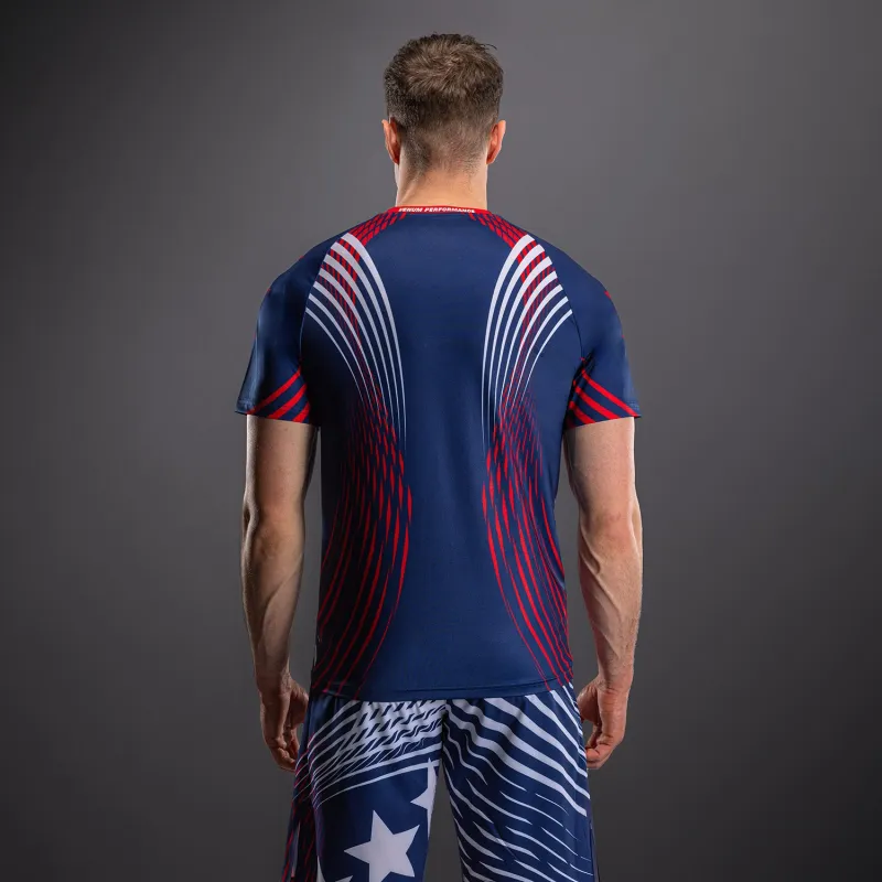 Men's Official UFC Freedom 250 by Venum Blue Authentic Fight Night Walkout Jersey - Image 5
