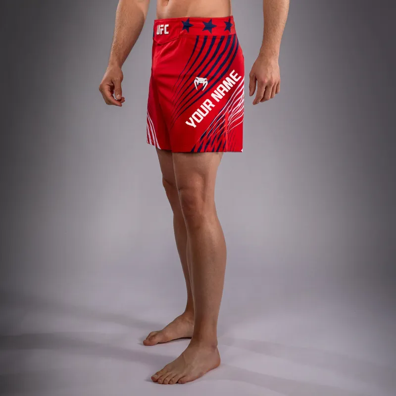 Men's Official UFC Freedom 250 by Venum Red Personalized Authentic Fight Night Short Fit Fight Short