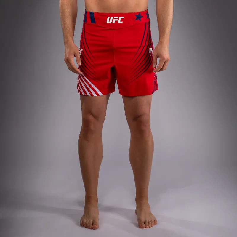 Men's Official UFC Freedom 250 by Venum Red Personalized Authentic Fight Night Short Fit Fight Short - Image 2