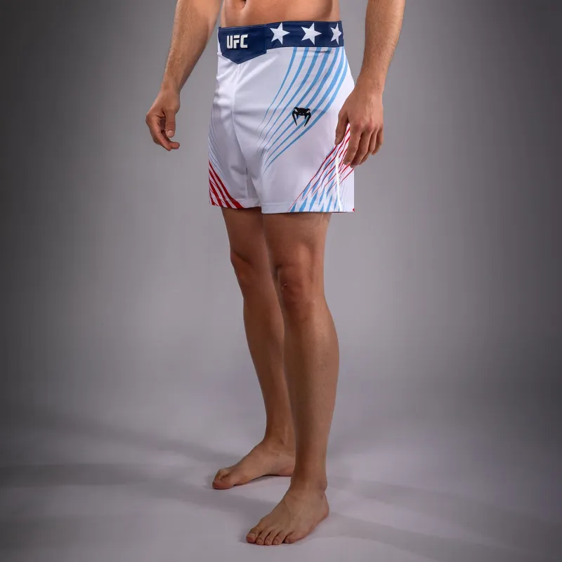 Men's Official UFC Freedom 250 by Venum White Authentic Fight Night Short Fit Fight Short - Image 3