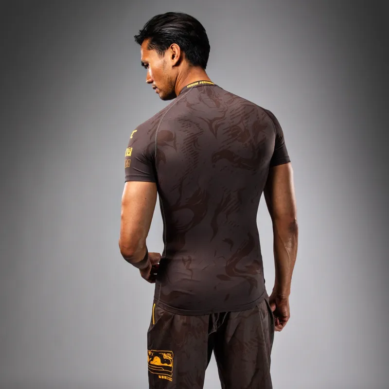 UFC Fusion by Venum Fight Week Men’s Performance Short Sleeve Rashguard - Earthen Brown - Image 2