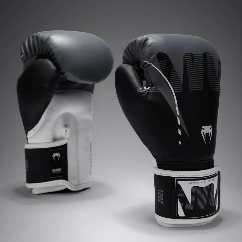 Venum Adrenaline Boxing Gloves - Black/Silver Grey - Image 2