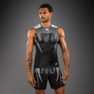 Venum Adrenaline Sleeveless Rashguard - Black/Silver Grey