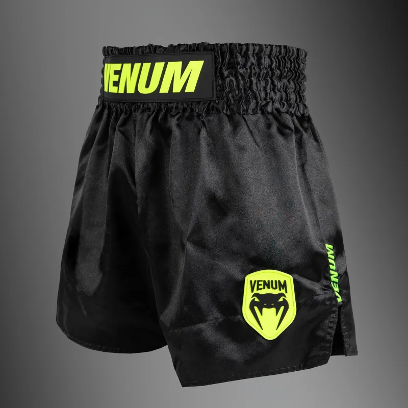 Venum Classic Evo Muay Thai Shorts - Black/ Neon Yellow - Image 2