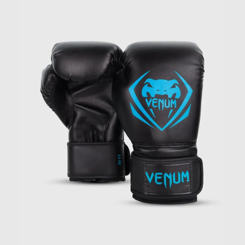Venum Contender Boxing Gloves - Black/Cyan - Image 2