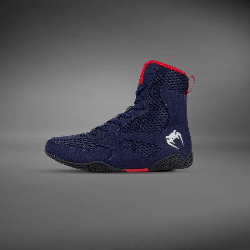 Venum Contender Boxing Shoes - Navy Blue/Red - Image 3