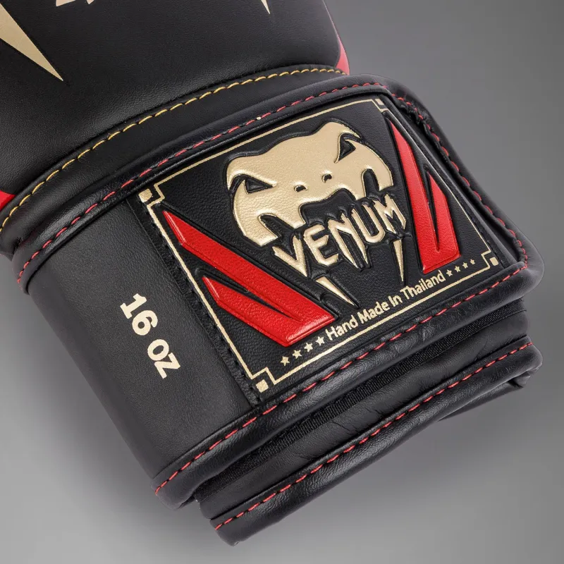 Venum Elite Boxing Gloves - Black/Gold/Red - Image 5