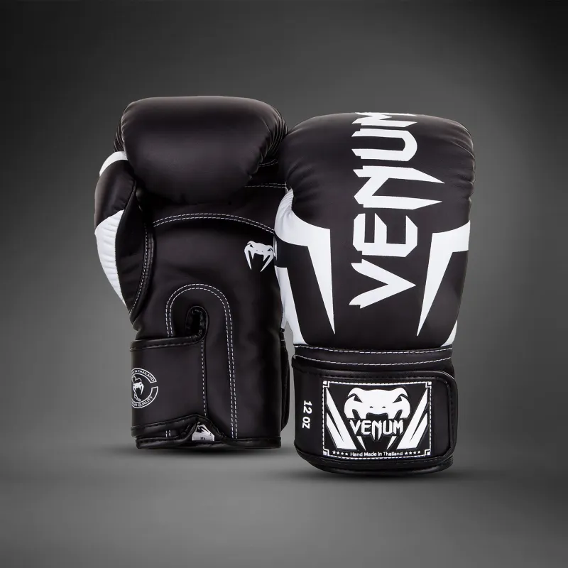 Venum Elite Boxing Gloves - Black/White - Image 2