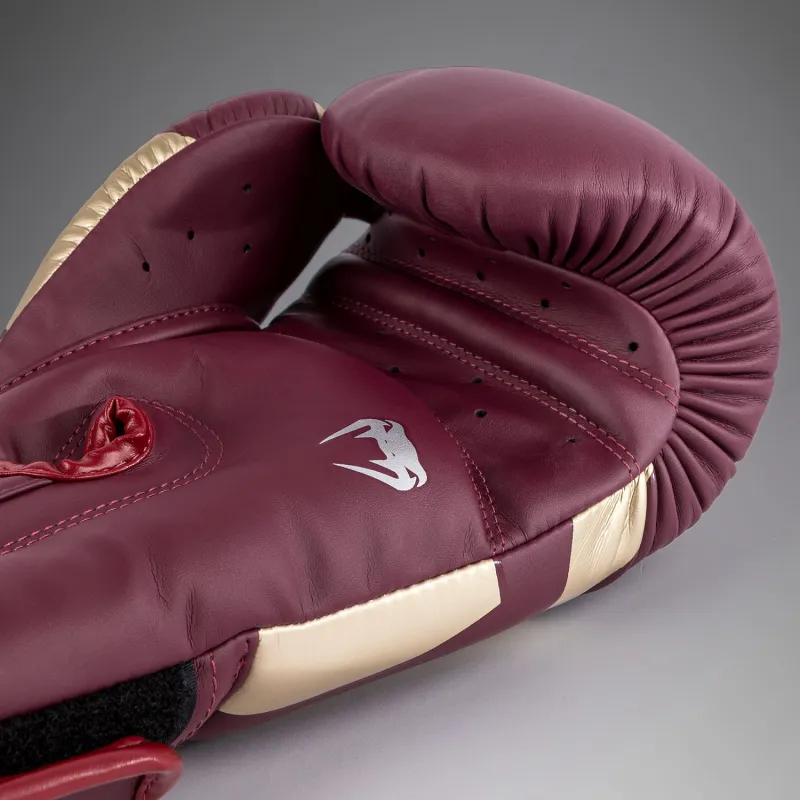 Venum Elite Boxing Gloves - Burgundy/Gold - Image 4