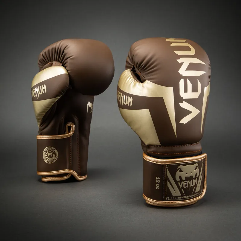 Venum Elite Boxing Gloves - Dark Brown - Image 2