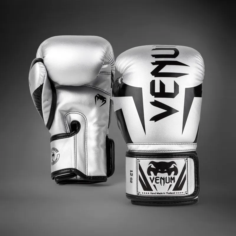 Venum Elite Boxing Gloves - Silver/Black - Image 3