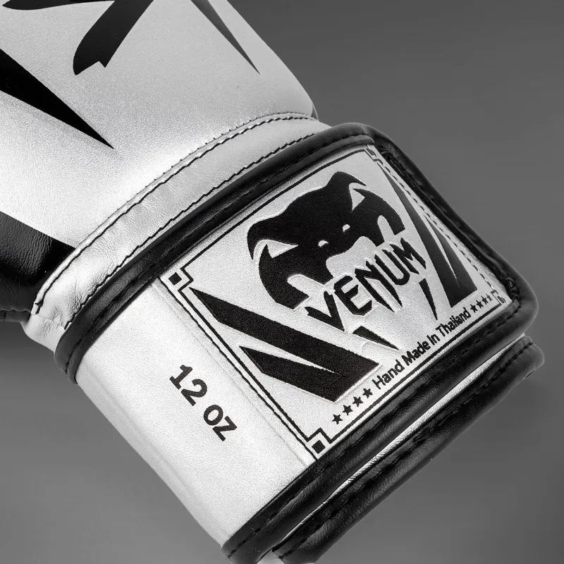 Venum Elite Boxing Gloves - Silver/Black - Image 5