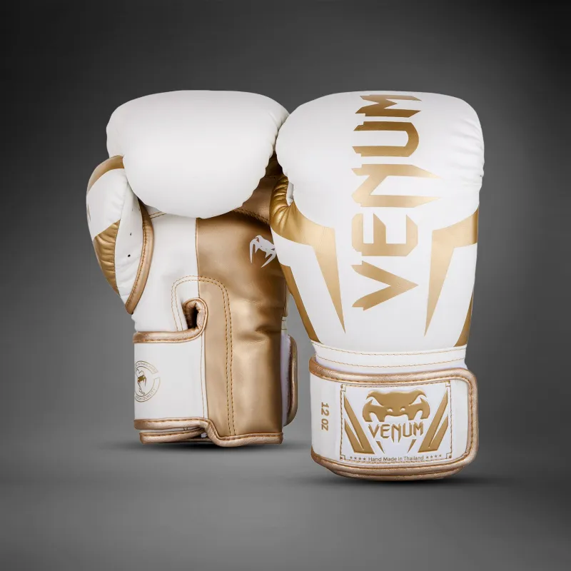 Venum Elite Boxing Gloves - White/Gold - Image 2
