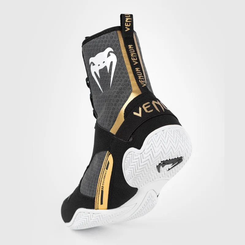 Venum Elite Boxing Shoes - Black/White/Gold - Image 5