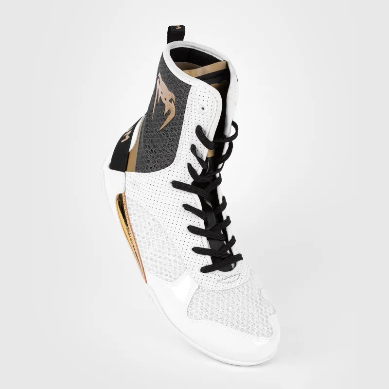 Venum Elite Boxing Shoes - White/Black/Gold - Image 5