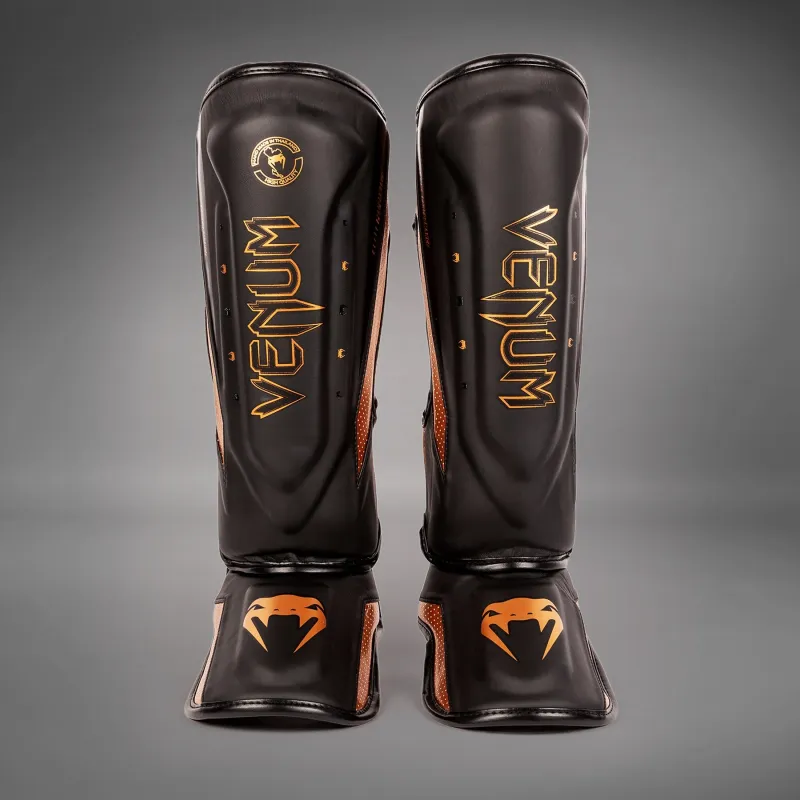 Venum Elite Evo Shinguards - Black/Bronze - Image 2