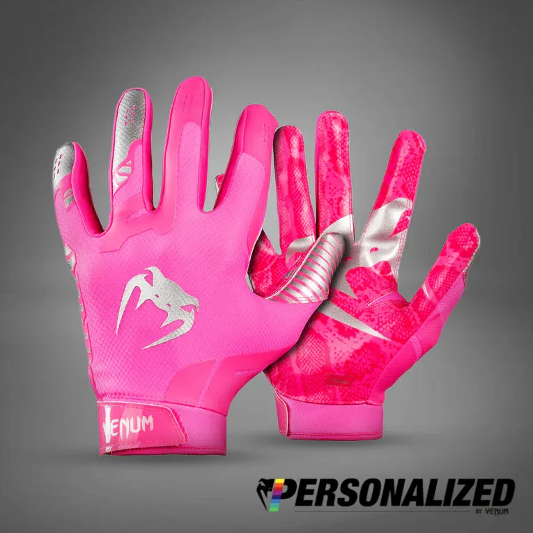 Venum Elite Personalized Football Gloves - Neon Pink/Silver