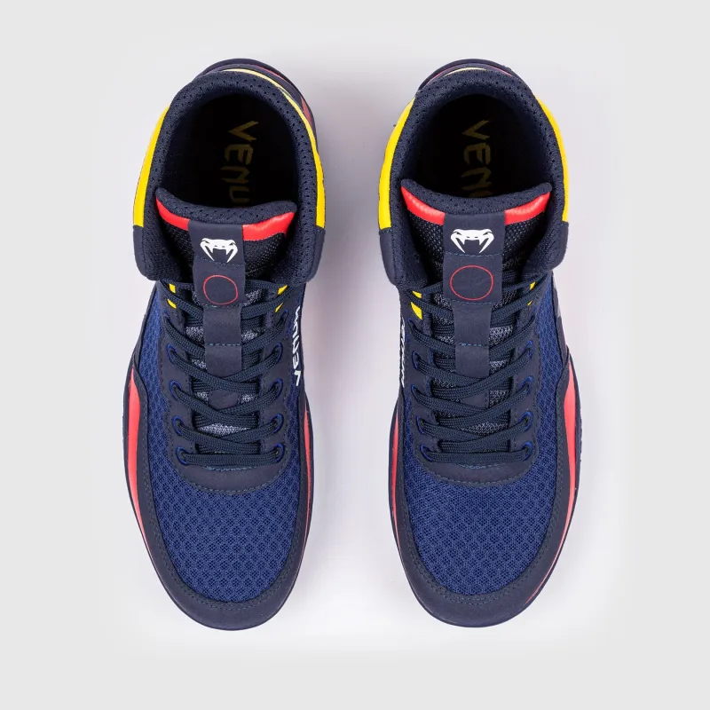 Venum Elite Wrestling Shoes - Blue/Yellow - Image 2