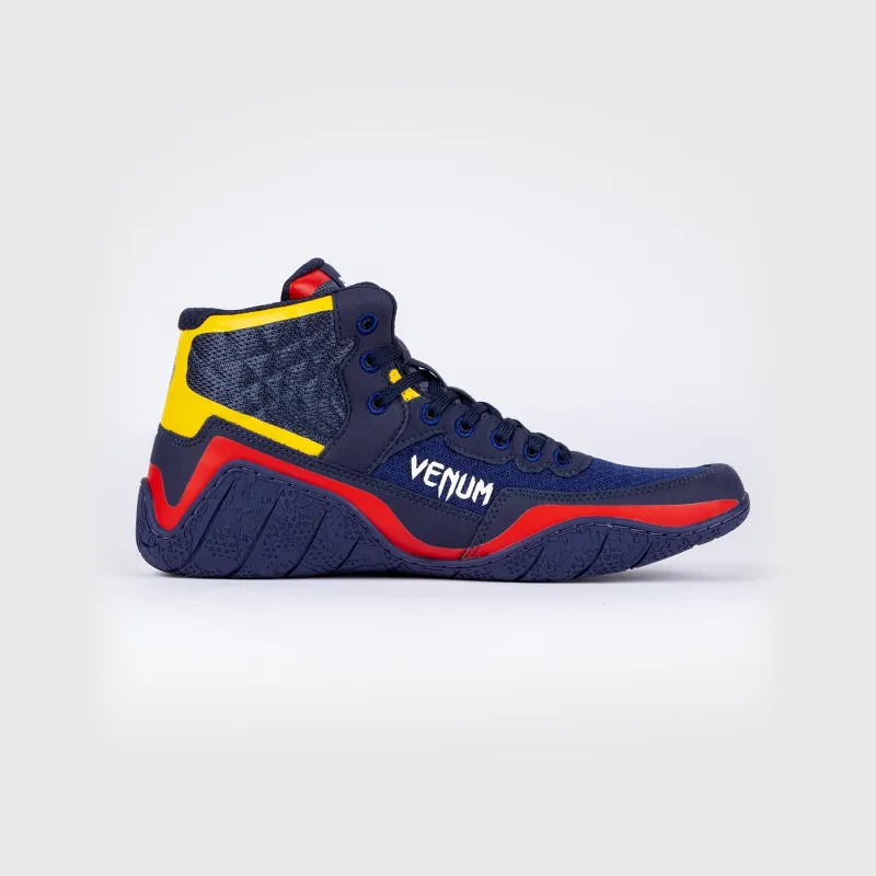 Venum Elite Wrestling Shoes - Blue/Yellow - Image 5