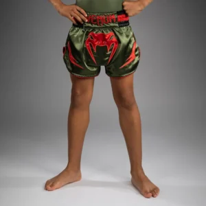 Venum Inferno Kids Muay Thai Shorts - Army Green/Orange