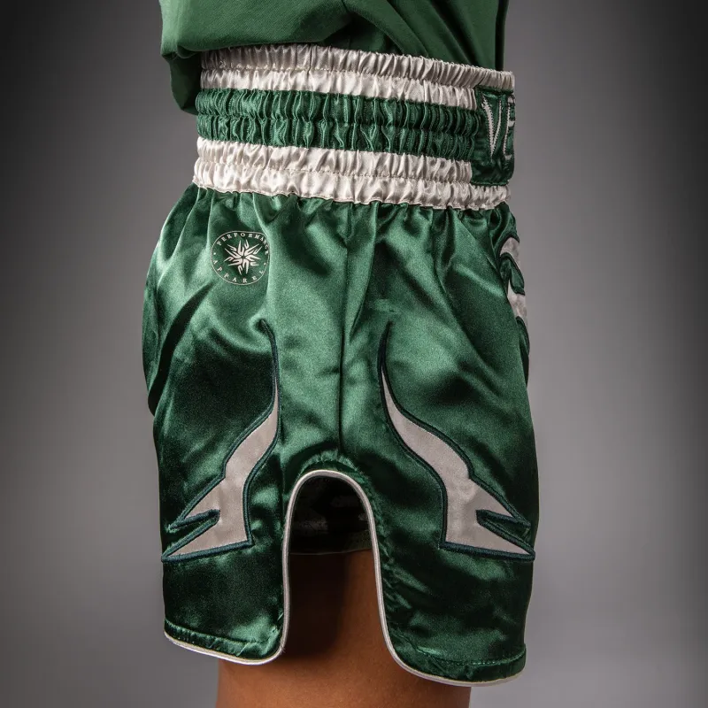 Venum Inferno Muay Thai Shorts - Forest Green/ Off White - Image 5
