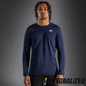 Venum Lineup Personalized Long Sleeve T-Shirt Navy - Blue/White