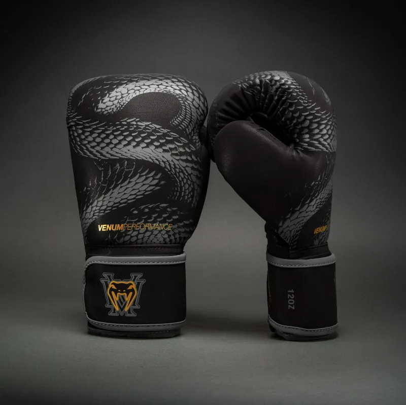 Venum Matupa Boxing Gloves - Black/Grey/Gold - Image 2