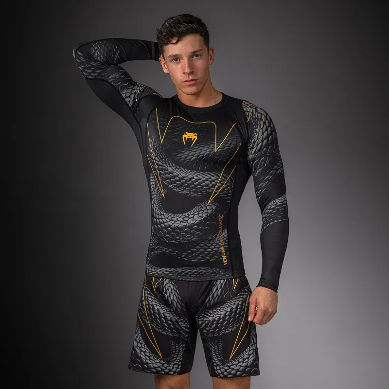 Venum Matupa Long Sleeve Rashguard - Black/Grey/Gold - Image 2