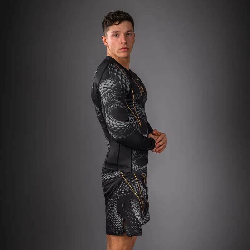 Venum Matupa Long Sleeve Rashguard - Black/Grey/Gold - Image 4
