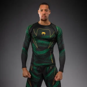 Venum Matupa Long Sleeve Rashguard - Black/Green/Gold