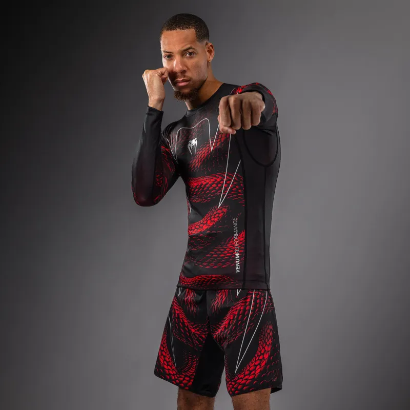 Venum Matupa Long Sleeve Rashguard - Black/Red/Silver - Image 2