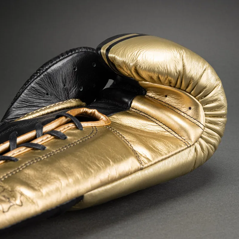 Venum Shield Pro Boxing Gloves with Laces - Black/Gold - Image 5