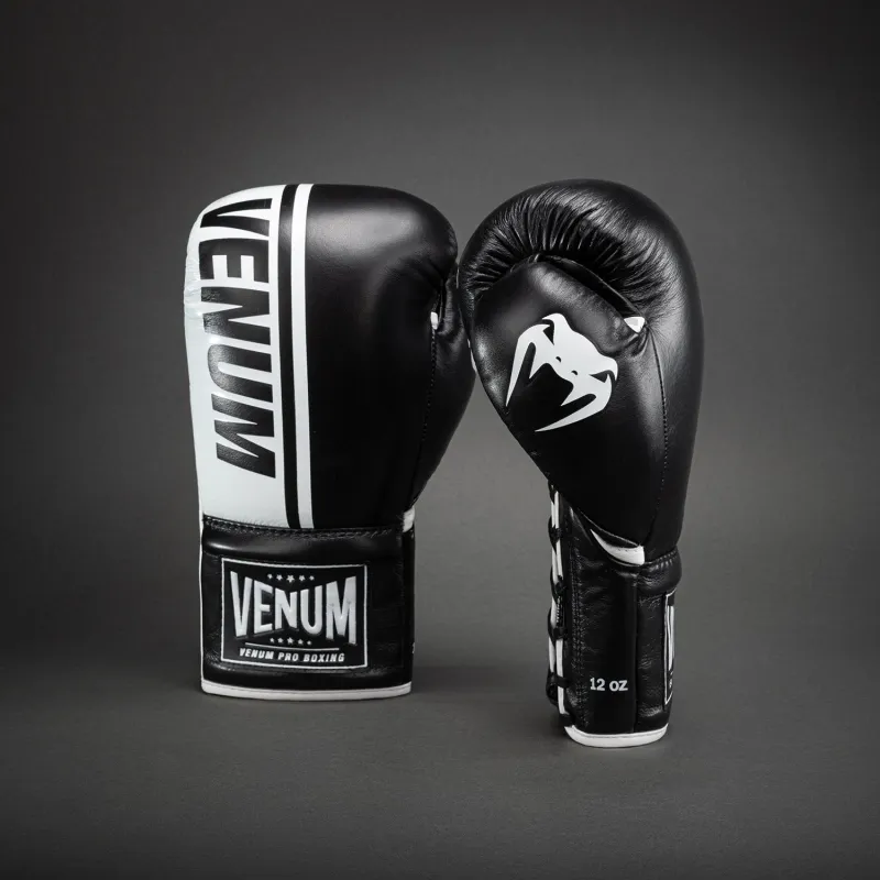 Venum Shield Pro Boxing Gloves with Laces - Black/White