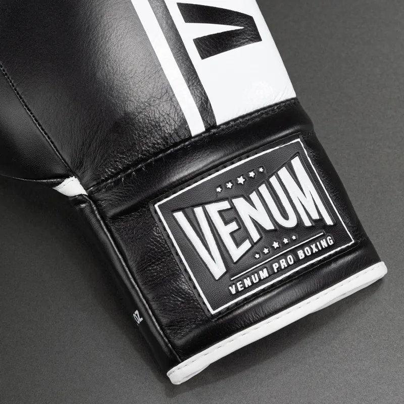 Venum Shield Pro Boxing Gloves with Laces - Black/White - Image 3