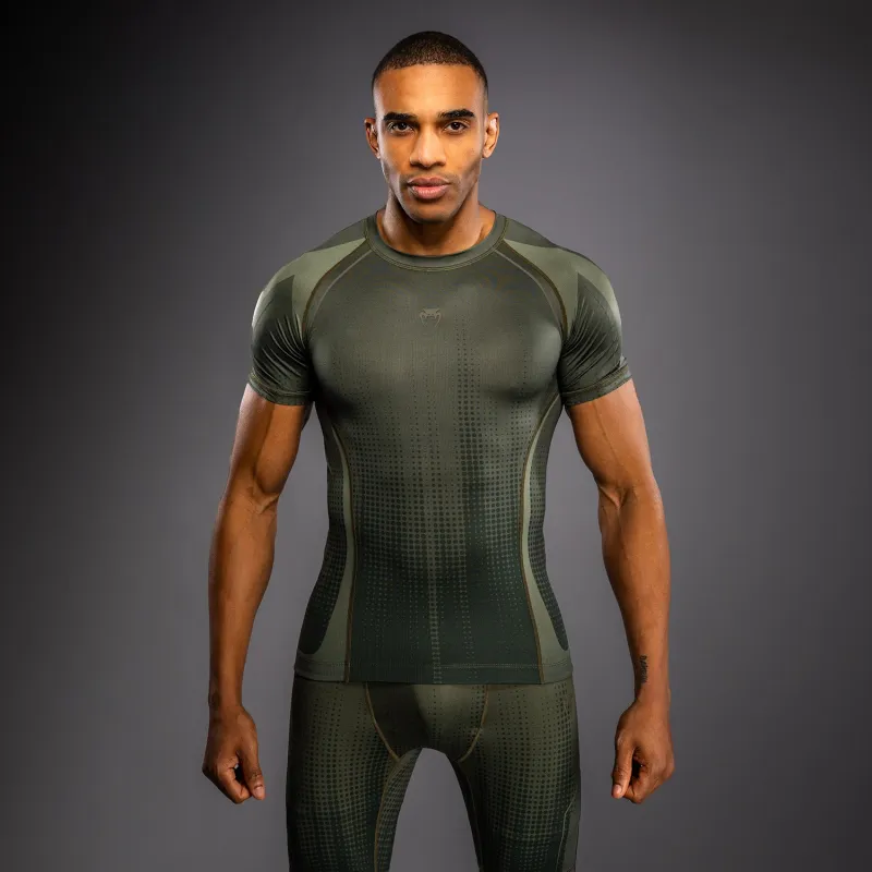 Venum Stealth Short Sleeve Rashguard - Khaki/Dark Green