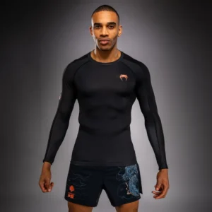Venum Thunder Dragon Long Sleeve Rashguard - Black/Grey/Copper
