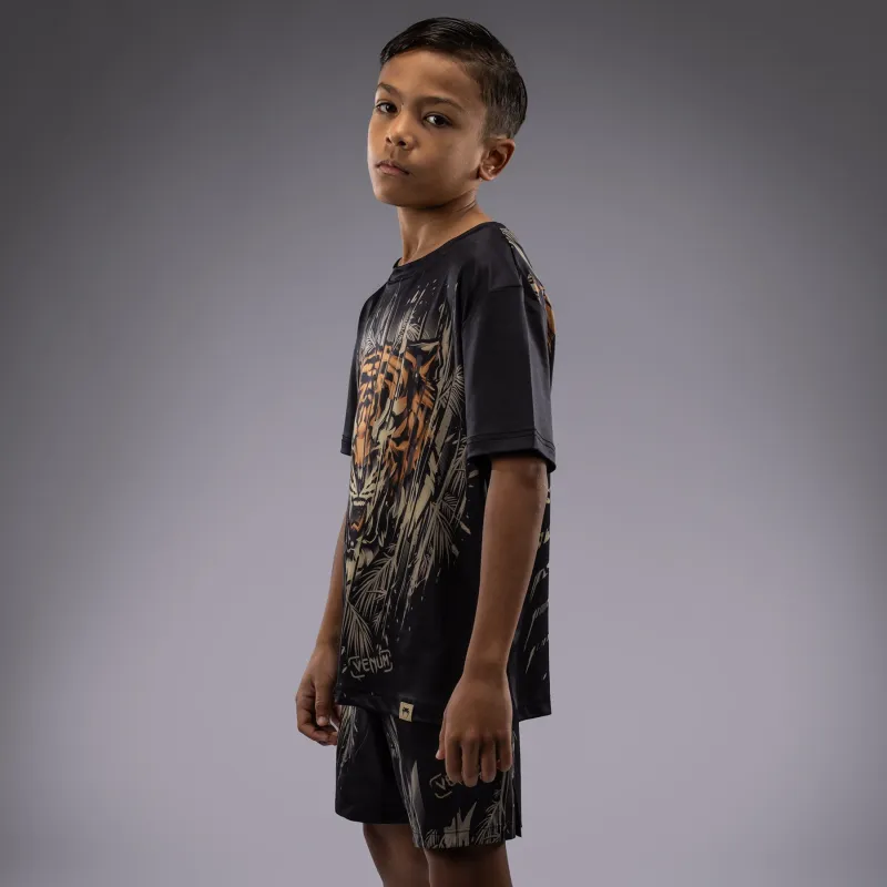Venum Tiger Kids Dry Tech T-Shirt - Black/Neon Orange - Image 2