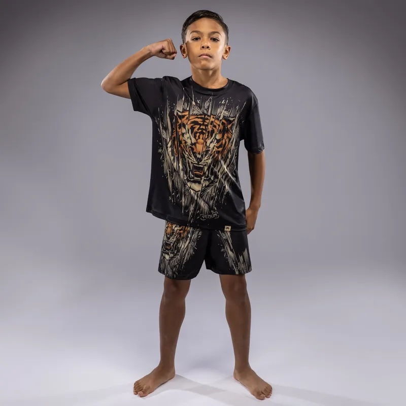Venum Tiger Kids Dry Tech T-Shirt - Black/Neon Orange - Image 4