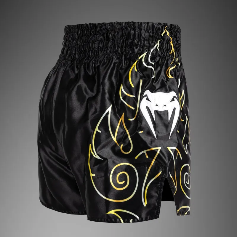 Venum VTC Flames Muay Thai Shorts - Black/Gold - Image 2