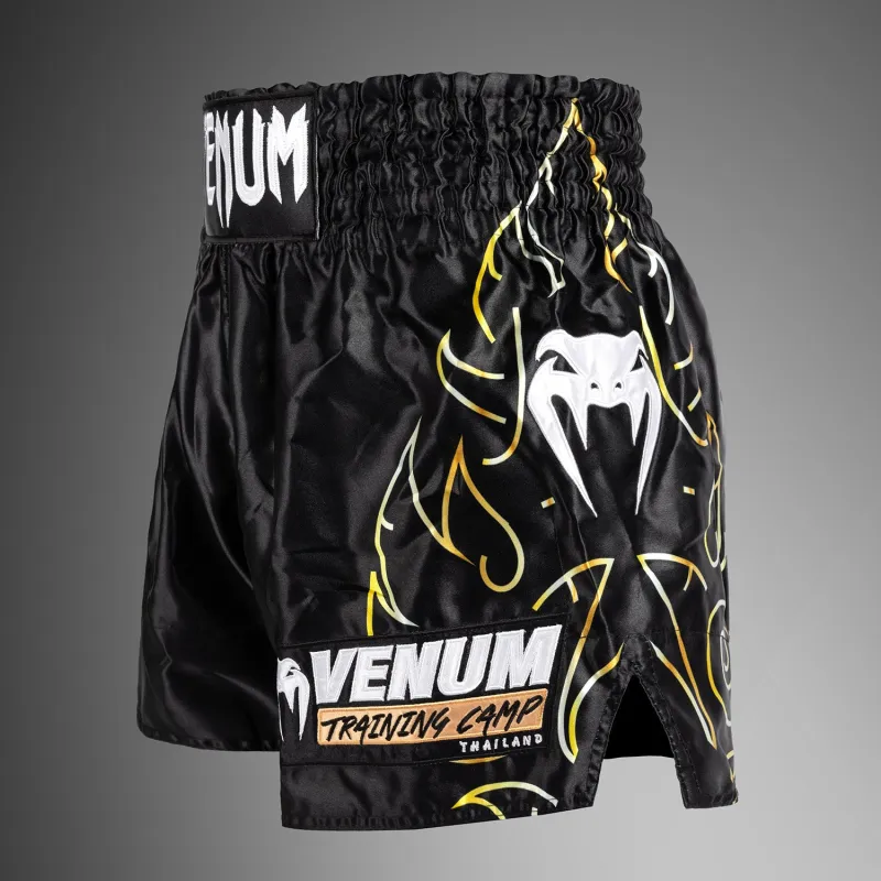 Venum VTC Flames Muay Thai Shorts - Black/Gold - Image 3