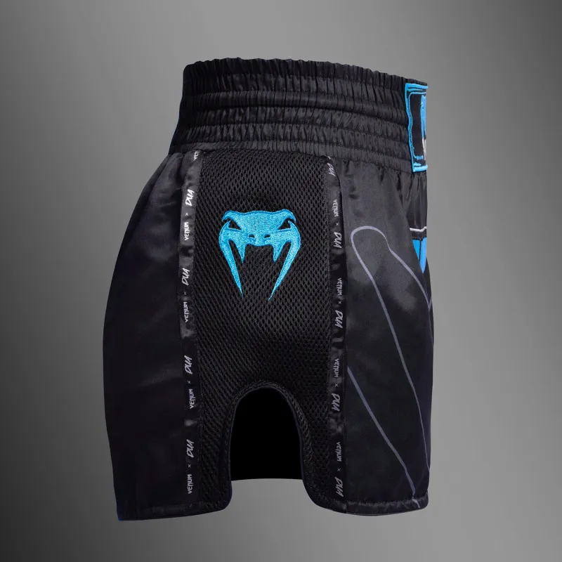 Venum x Dua Muay Thai Shorts - Black/Electric Blue - Image 2