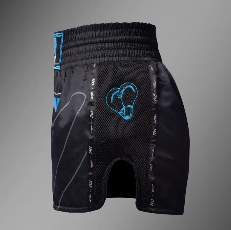 Venum x Dua Muay Thai Shorts - Black/Electric Blue - Image 3