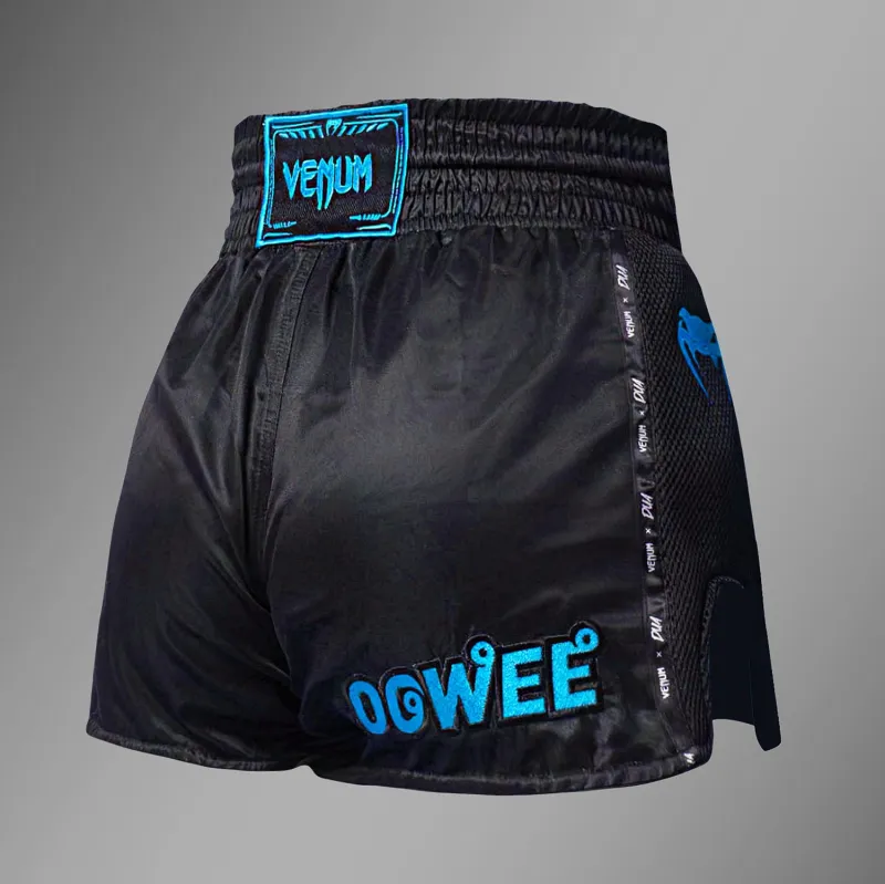 Venum x Dua Muay Thai Shorts - Black/Electric Blue - Image 4