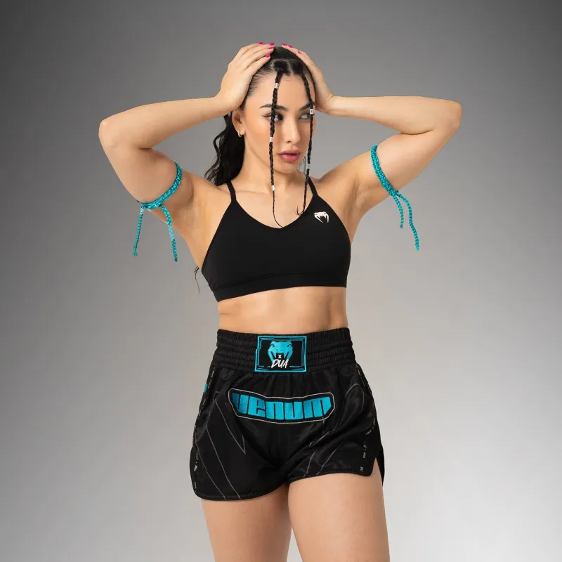 Venum x Dua Muay Thai Shorts - Black/Electric Blue - Image 5