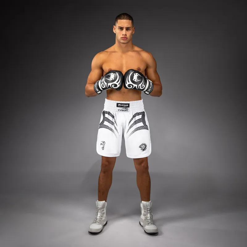 Venum x Mike Tyson Tiger Boxing Shorts - Optical White/Deep Black - Image 4