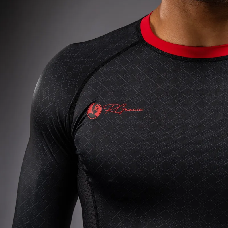 Venum x Roger Gracie Signature Long Sleeve Rashguard - Black/Red - Image 4