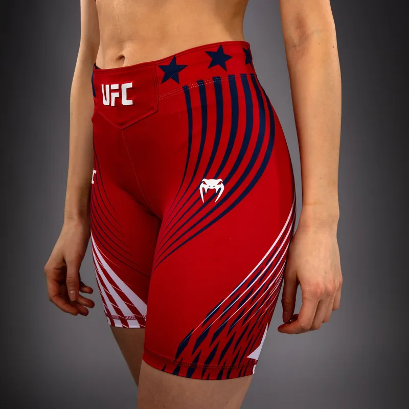 Women's Official UFC Freedom 250 by Venum Red Authentic Long Fit Vale Tudo Short - Image 5