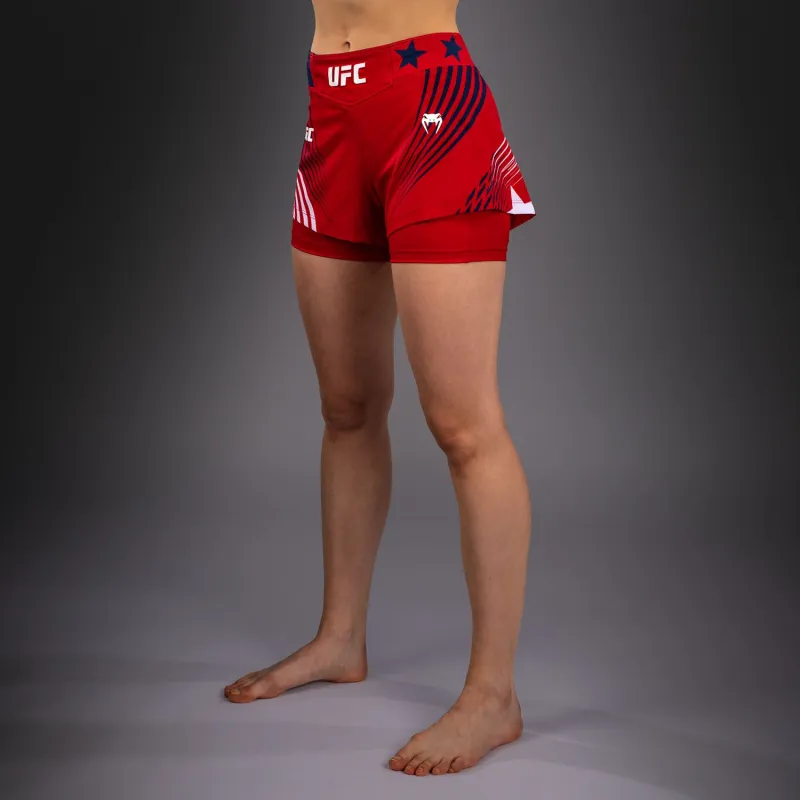 Women's Official UFC Freedom 250 by Venum Red Personalized Authentic Fight Night Fight Short - Image 4