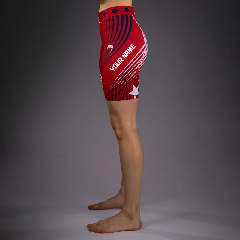 Women's Official UFC Freedom 250 by Venum Red Personalized Authentic Long Fit Vale Tudo Short